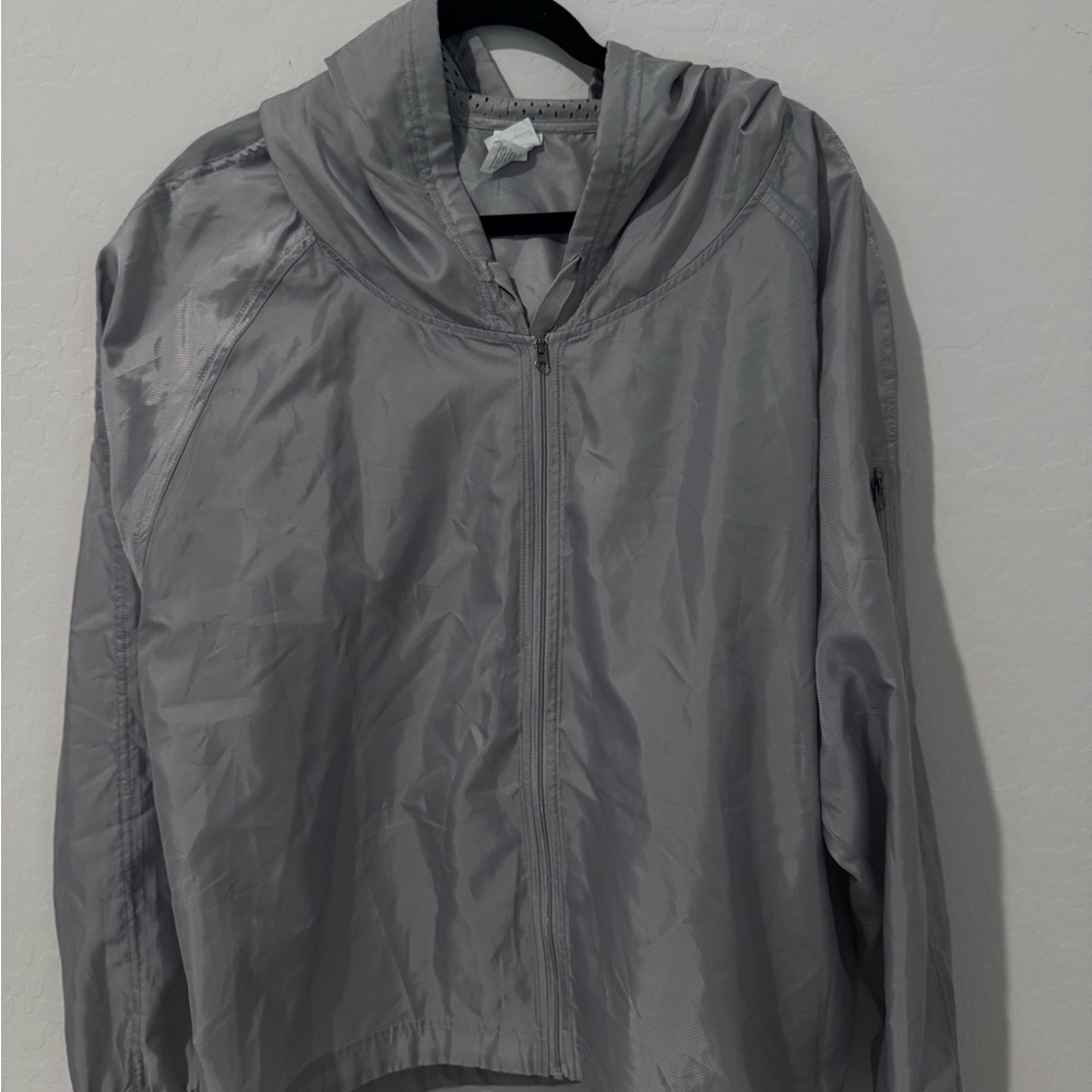 Women’s Gray Hooded Champion Windbreaker Jacket in XXL